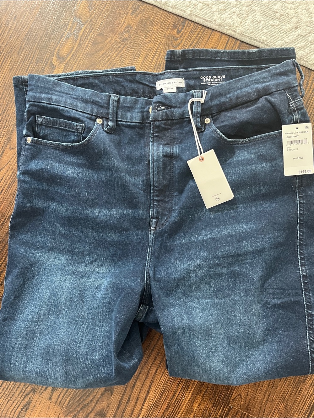 Good American womens Dark Blue Straight Jeans